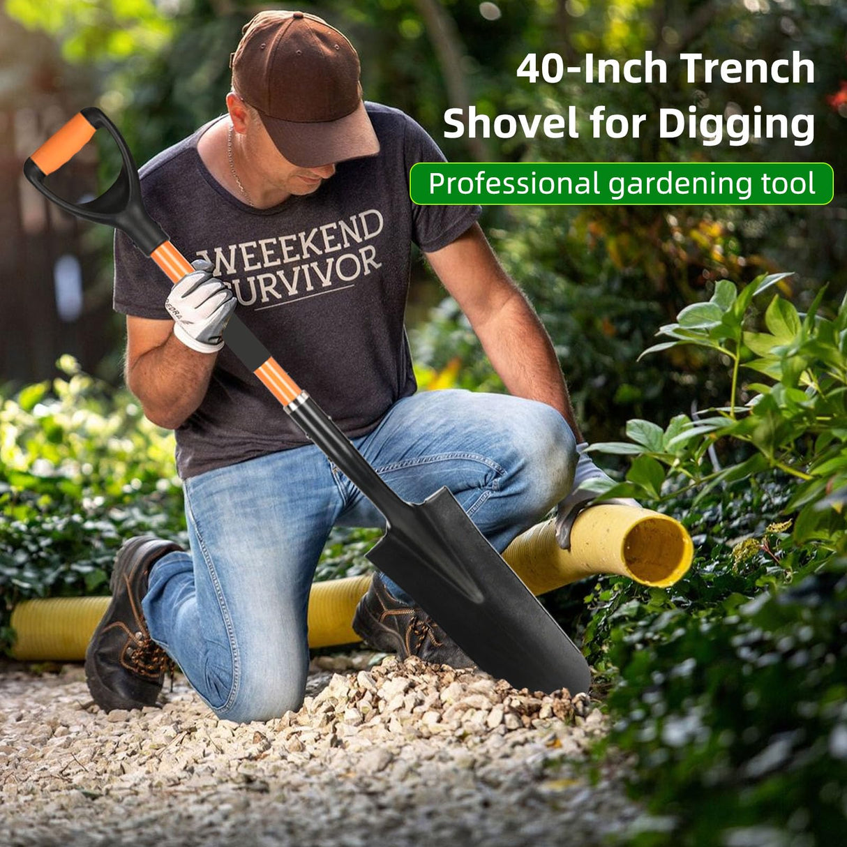 Spade Shovel,Transplanting Spade,Drain Spade,Spade Shovels for Digging,Sharp Shooter Shovel or Spade, D-Grip,Fiberglass Handle Heavy Duty (Drain Spade)