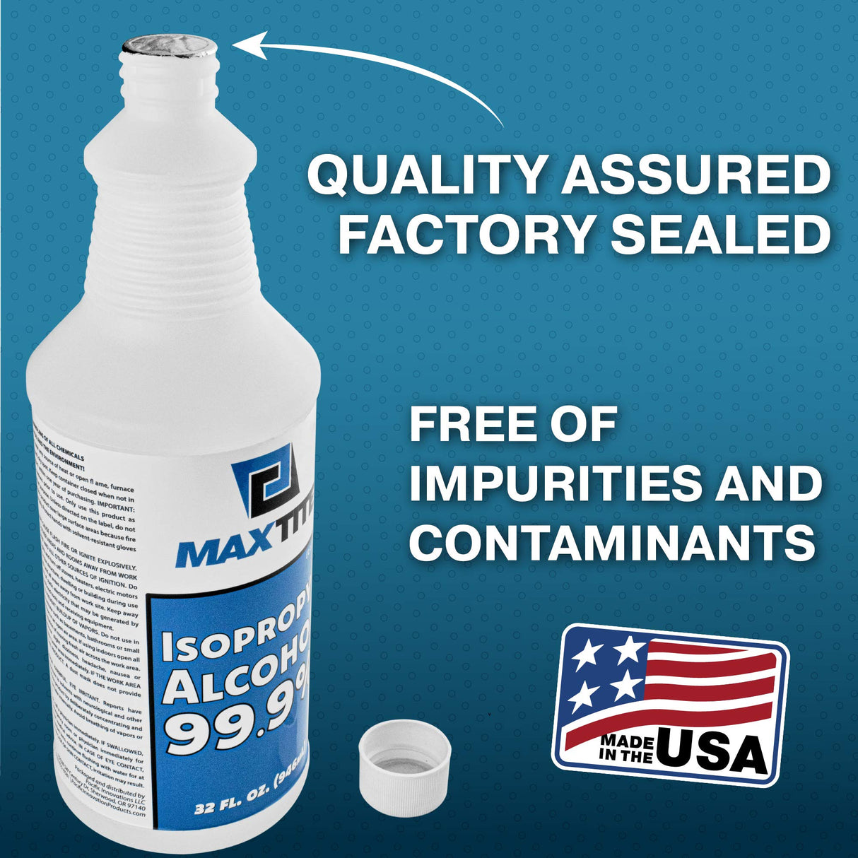MaxTite 99.9% Isopropyl Alcohol (4 Gallons (16 Pack, 32 fl oz) - Includes Heavy-Duty Spray Nozzle - Made in USA