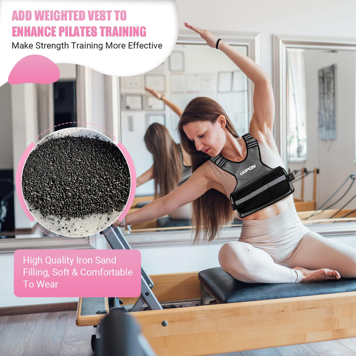 Adjustable Weighted Vest for Women, 6-12 Lbs Rucking Vest with 6 Ironsand Weights, Best Weighted Vest with Plus Pockets & Reflective Strips for Running, Walking, Workout and Strength Training