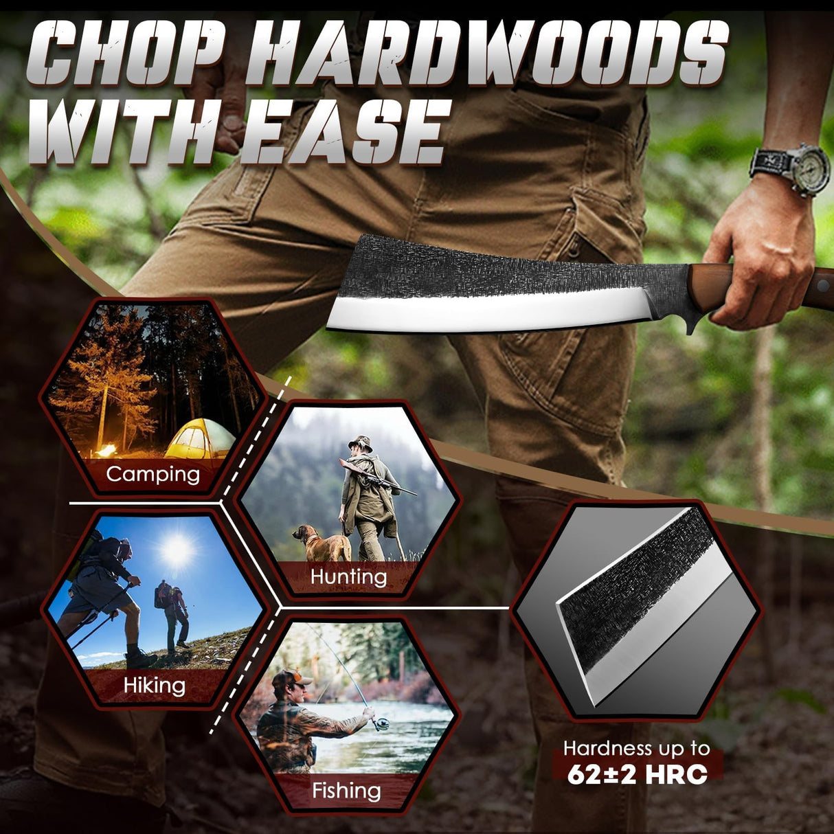Freelander Japanese Machete with Wood Sheath for Yard Work, Gifts for Men