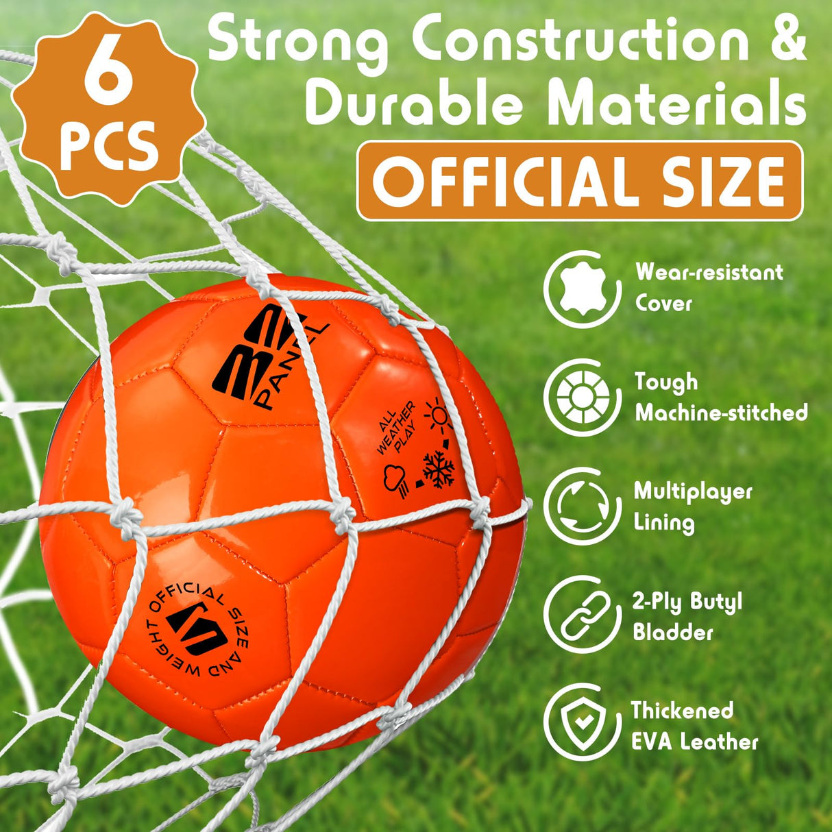 Glimin 6 Pcs Operation Christmas Soccer Ball Bulk with Pump Needles, Official Deflated Soccer Ball Gift for Youth Adult Game Training Practice Christian Charity Donation(Bright Color,Size 4,Fresh)