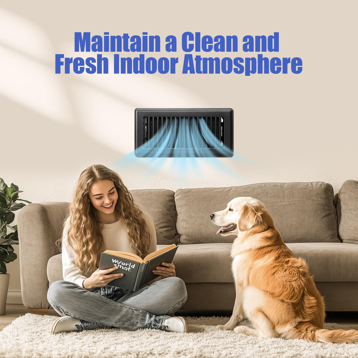 Floor Register 4x10, Floor Vent Covers for Home Floor, Sidewall, Heavy Duty Steel Walkable Floor Grates, Adjustable Air Vent Covers Rust Proof Finish, 4" x 10'' Floor Vent, 6 Pack, Black