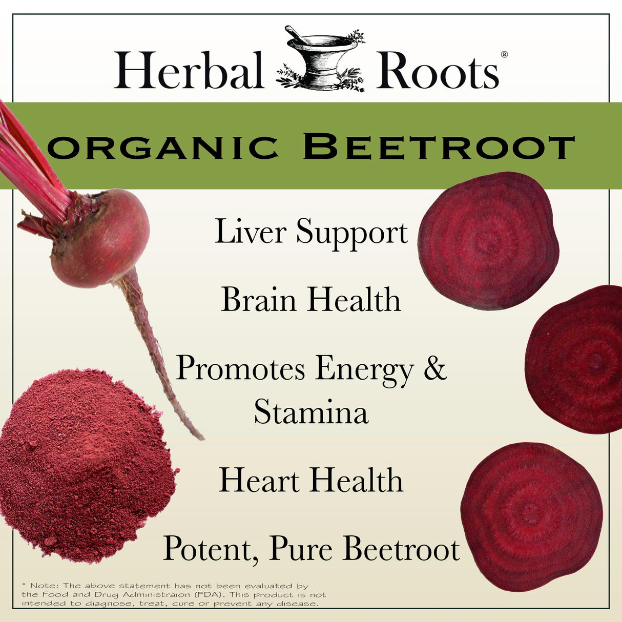 Herbal Roots Organic Beet Root Powder Capsules - 1,500mg per Serving - Certified USDA Organic - Non-GMO - 60 Count Vegan Capsules