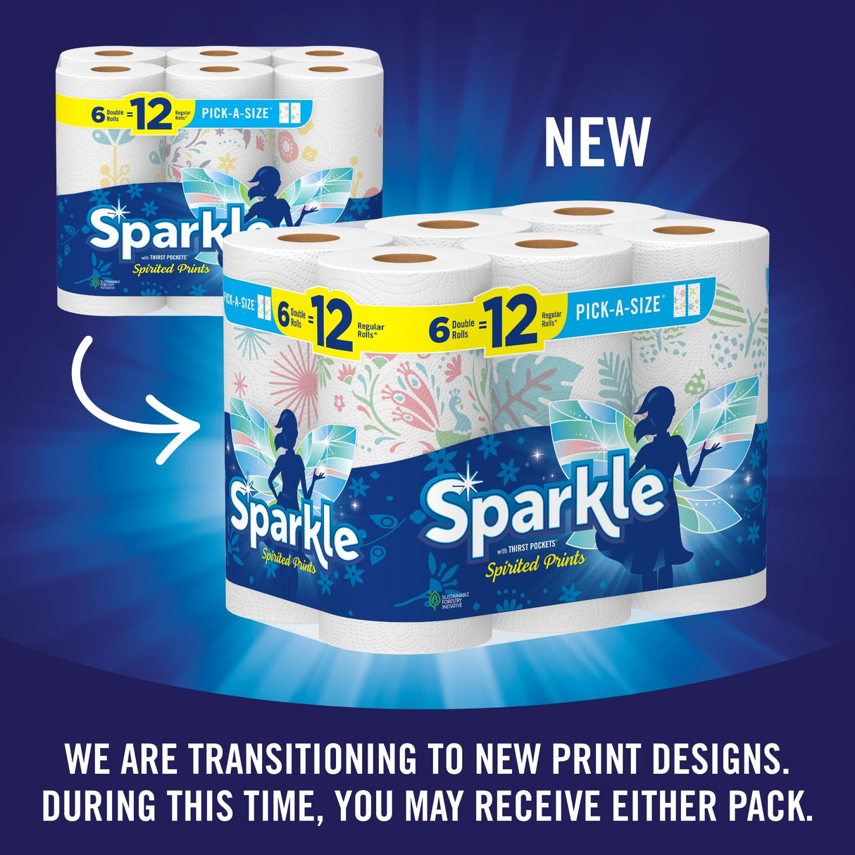 Sparkle Pick-A-Size Paper Towels, 24 Double Rolls = 48 Regular Rolls, Everyday Value Paper Towel with Full and Half Sheets