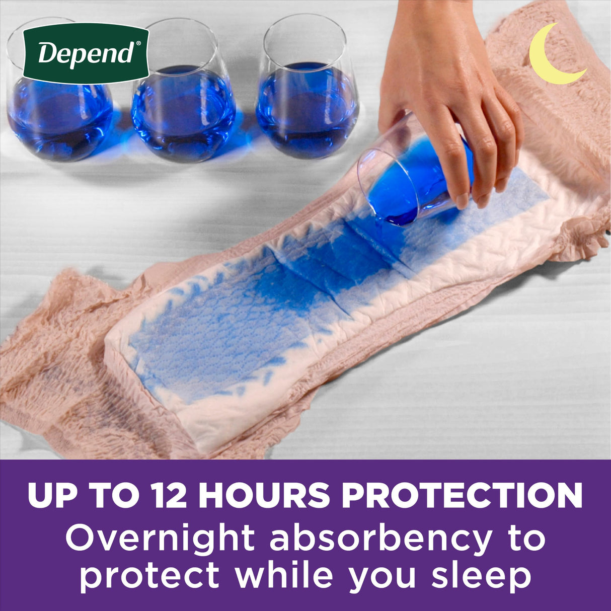 Depend Night Defense Adult Diapers, Incontinence & Postpartum Bladder Leak Underwear for Women, Disposable, Overnight, Extra-Large, Blush, 12 Count, Packaging May Vary