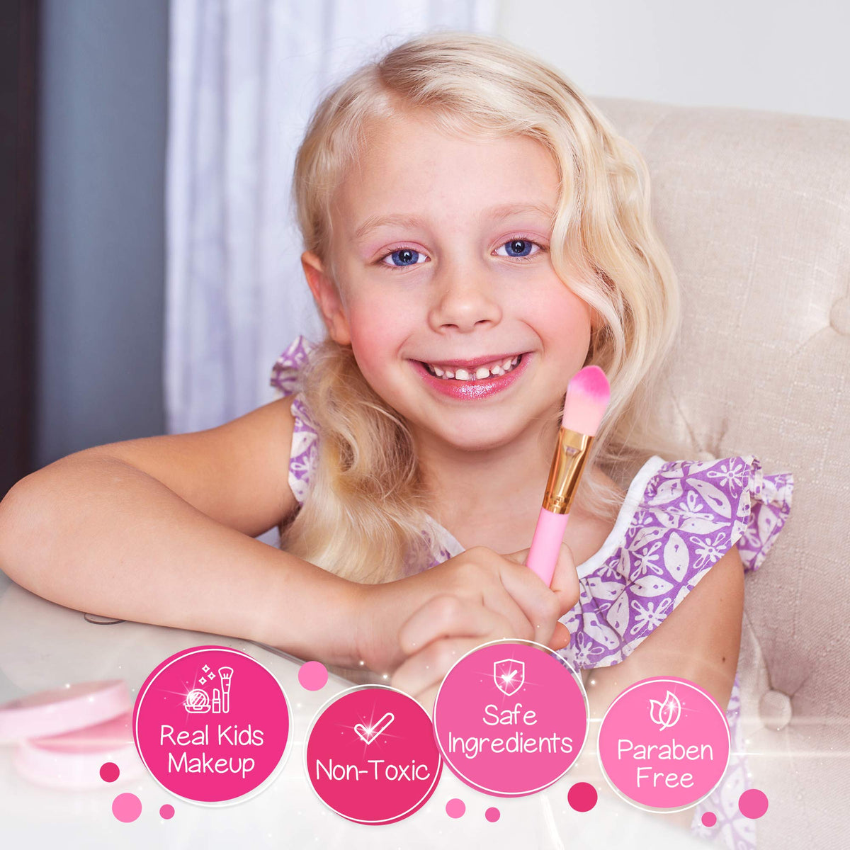 Kids Real Makeup Kit with Unicorn Purse Non Toxic Washable Make Up Set