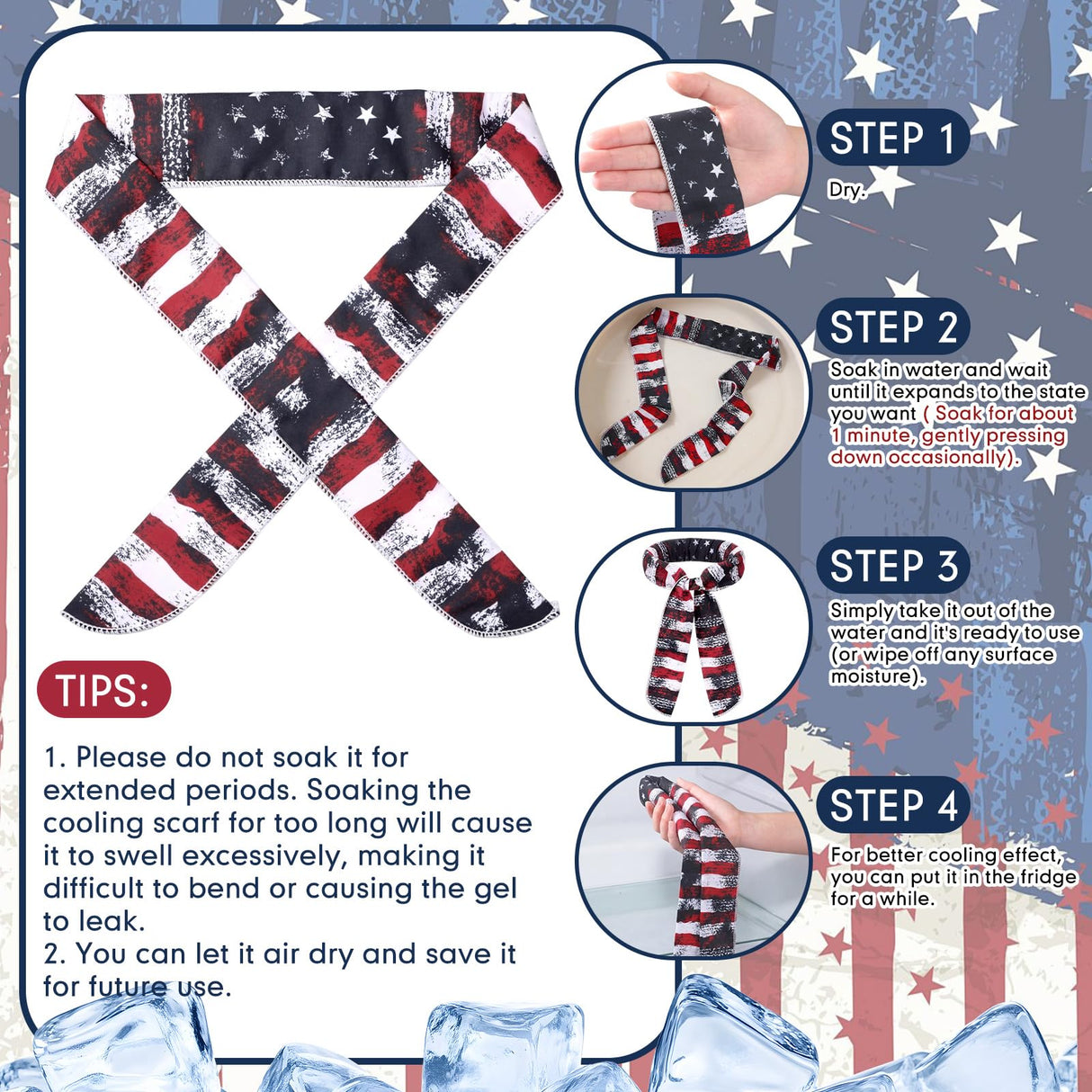 Lenwen 12 Pcs Cooling Neck Wraps Flag Ice Cool Scarf Neck Cooler Bandana Headband for Summer Hot Weather Women Men Golf Riding Outdoor