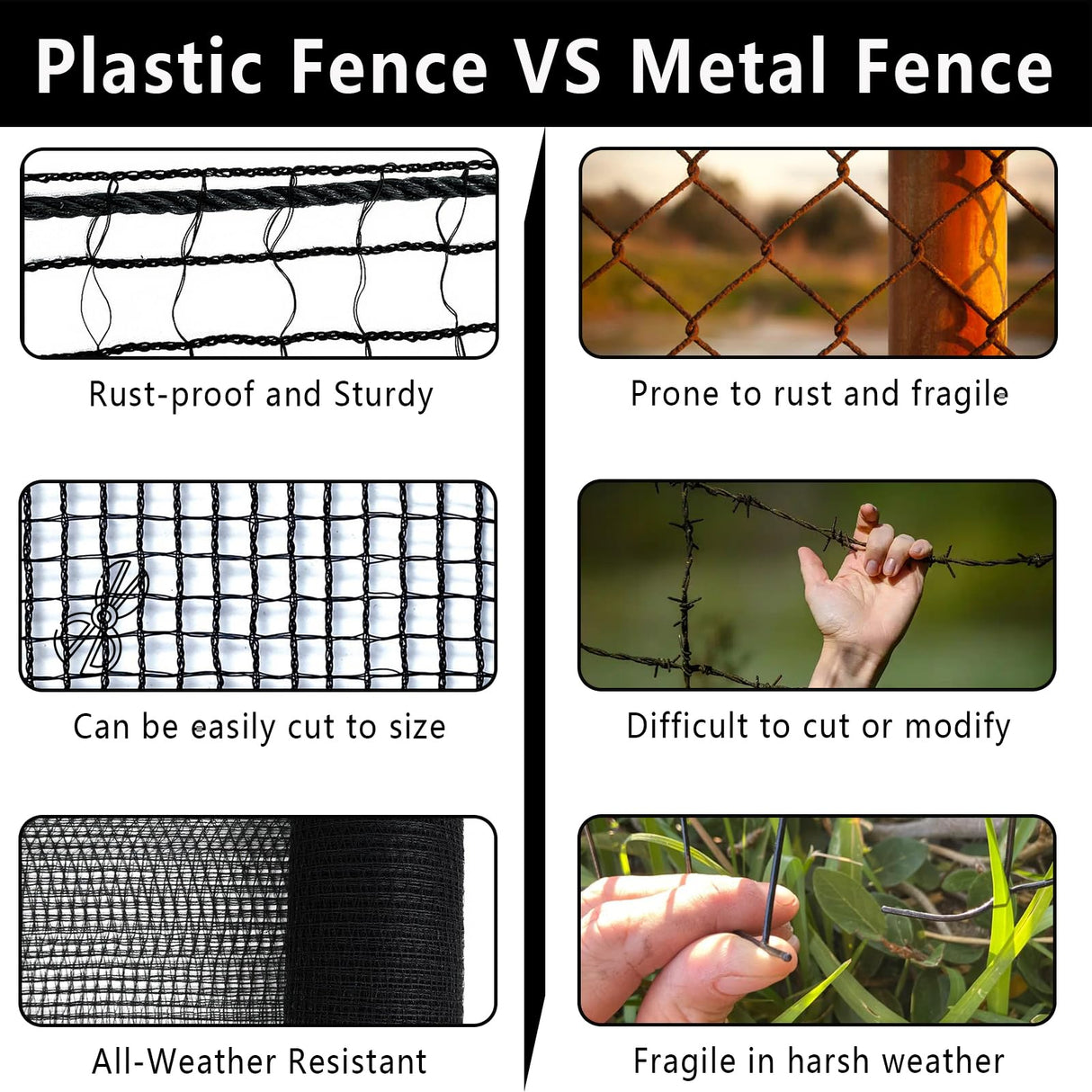 POYEE Deer Fence Netting 5x100ft Plastic Mesh Netting for Garden Protection