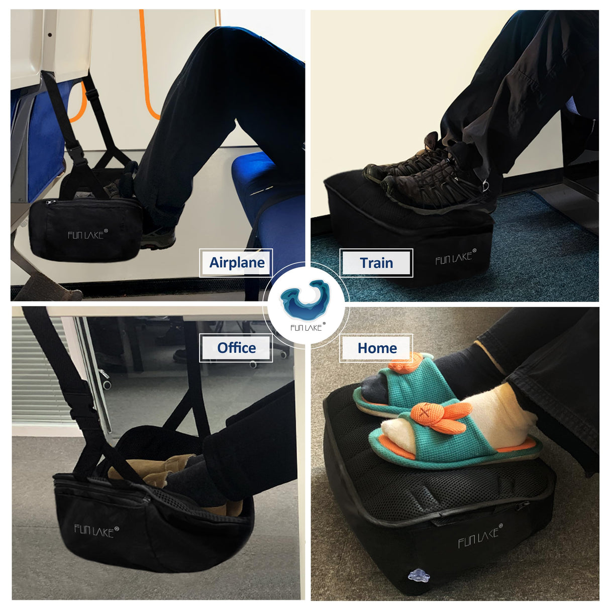 2-in-1 Airplane Footrest Pillow - Inflatable Travel Foot Hammock & Cushioned Foot Pad for Ultimate Comfort on Flights, Travel Accessories, Portable Foot Rest for Flights