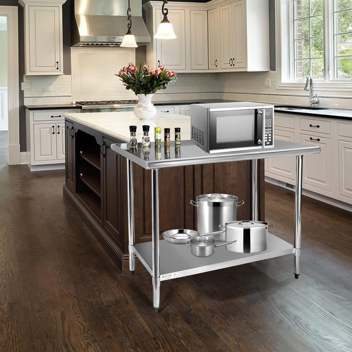 STABLEINK NSF Stainless Steel Table, 24 x 36 Inches Metal Prep & Work Table with Adjustable Undershelf, for Commercial Kitchen, Restaurant, Hotel and Garage,Stainless Steel prep Table Work Table