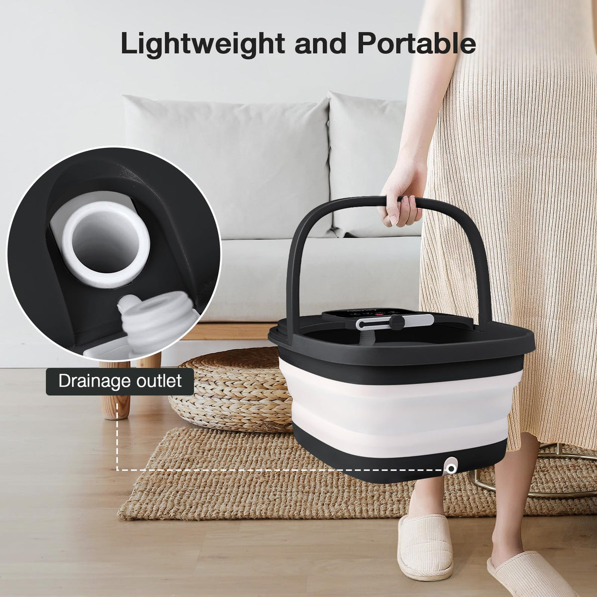 HOSPAN Collapsible Foot Spa, Foot Bath Massager with Heat, Bubble & Massage