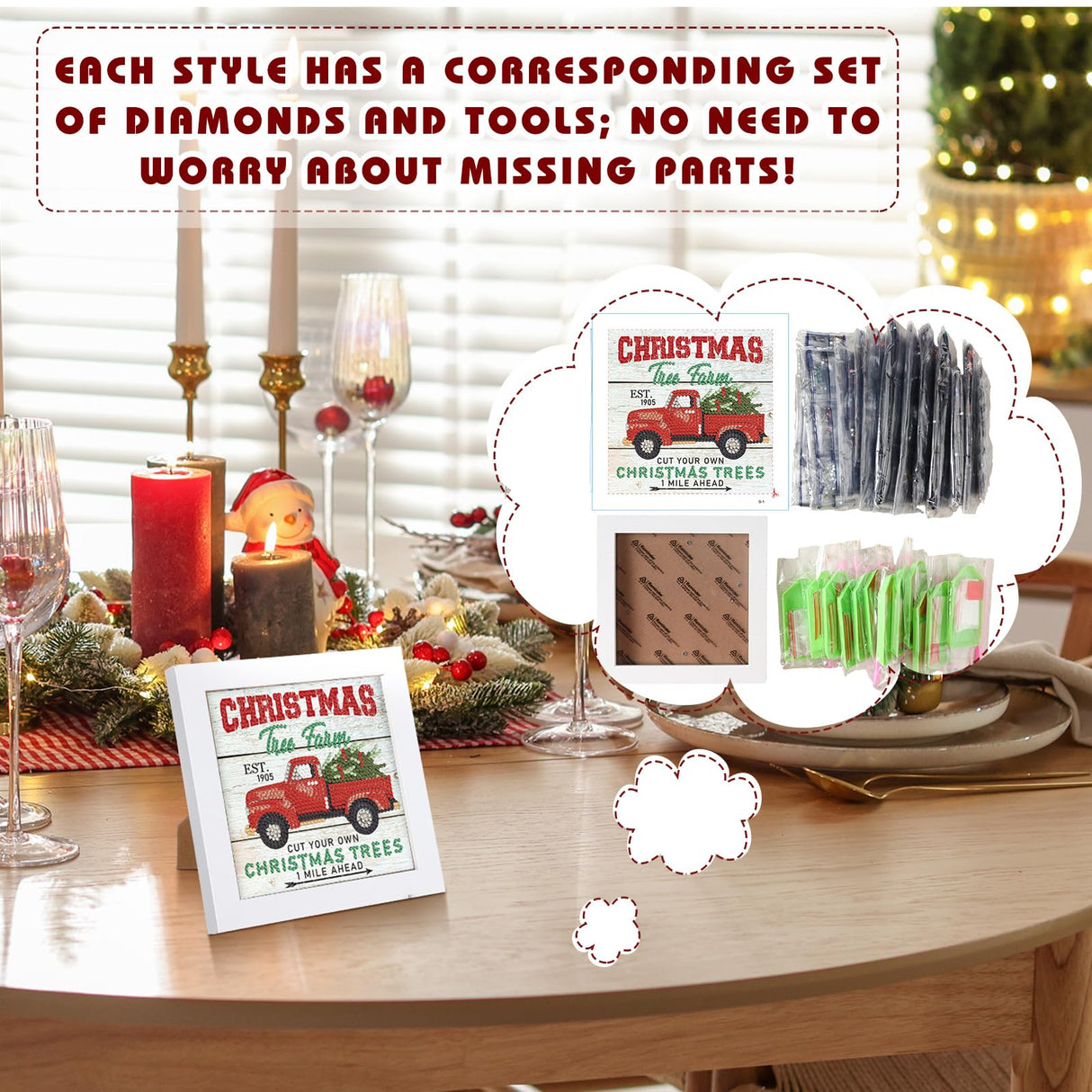 Trandraft 13 Pcs Interchangeable Seasonal Diamond Painting Kits for Adults Monthly 5D Diamond Art Calendar Kits with Frame for Christmas Thanksgiving Winter Holiday Decor Gift(Stylish Style)