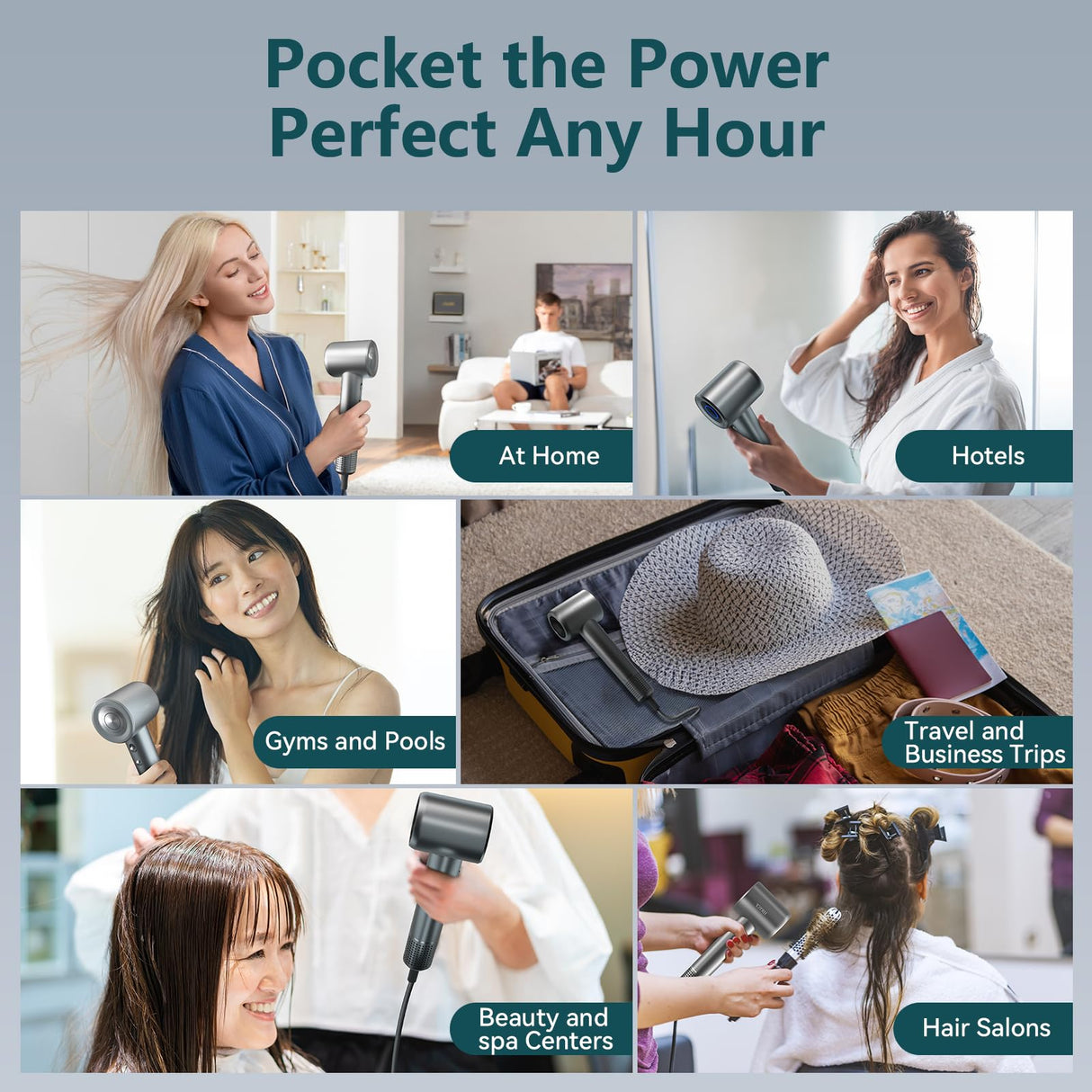 High Speed Hair Dryer|Professional Salon Grade Air Speed, Negative Ion Hair Care|Quiet Design|Suitable for Thick Hair/Styling with Nozzle & Diffuser, Double Motor Life