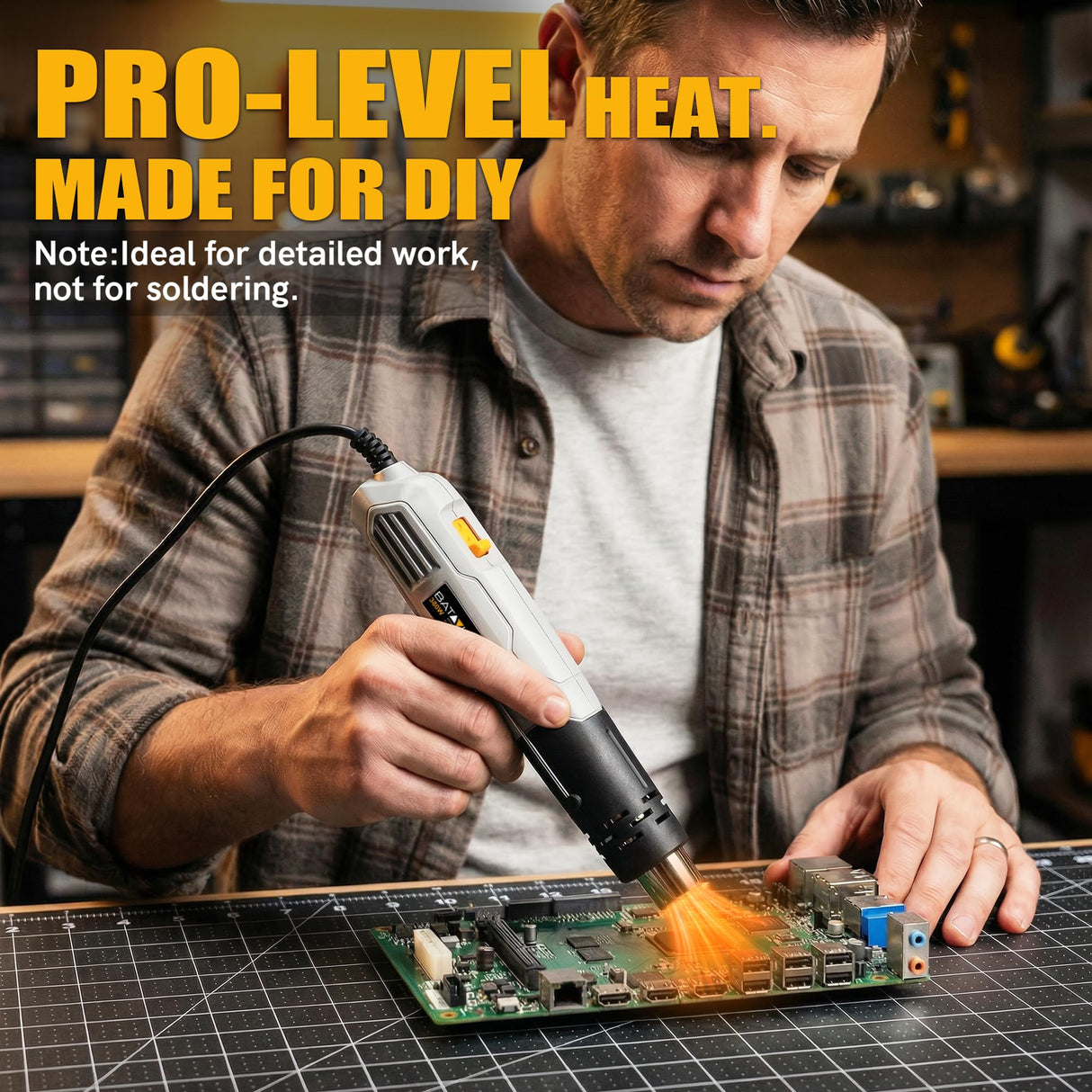 Mini Heat Gun - BATAVIA 380W Fast Heat Hot Air Gun Tool with Uniform Heat Tech & Dual Protection Fuses, 2 Temp (572°F/1022°F)+Nozzle with Overheat Protection for DIY Crafts, Vinyl Wrap, Shrink Tubing