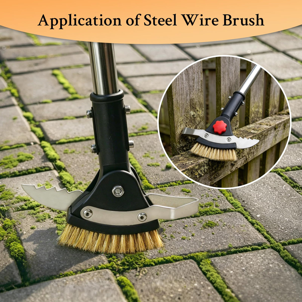 Crack Weeder Tool for Driveway & Patio, Crevice Weeding Tool with Long Handle, Stainless Steel Weed Remover for Sidewalk, Garden, Lawn