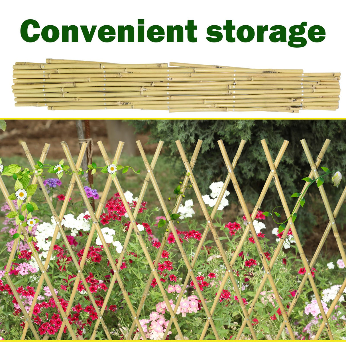 Jollybower 48x72 Inch Expandable Bamboo Trellis, Garden Lattice Fence, Expandable Fence for Climbing Plants, Vines & Ivy,Pet & Dog Barrier(Pack of 1)
