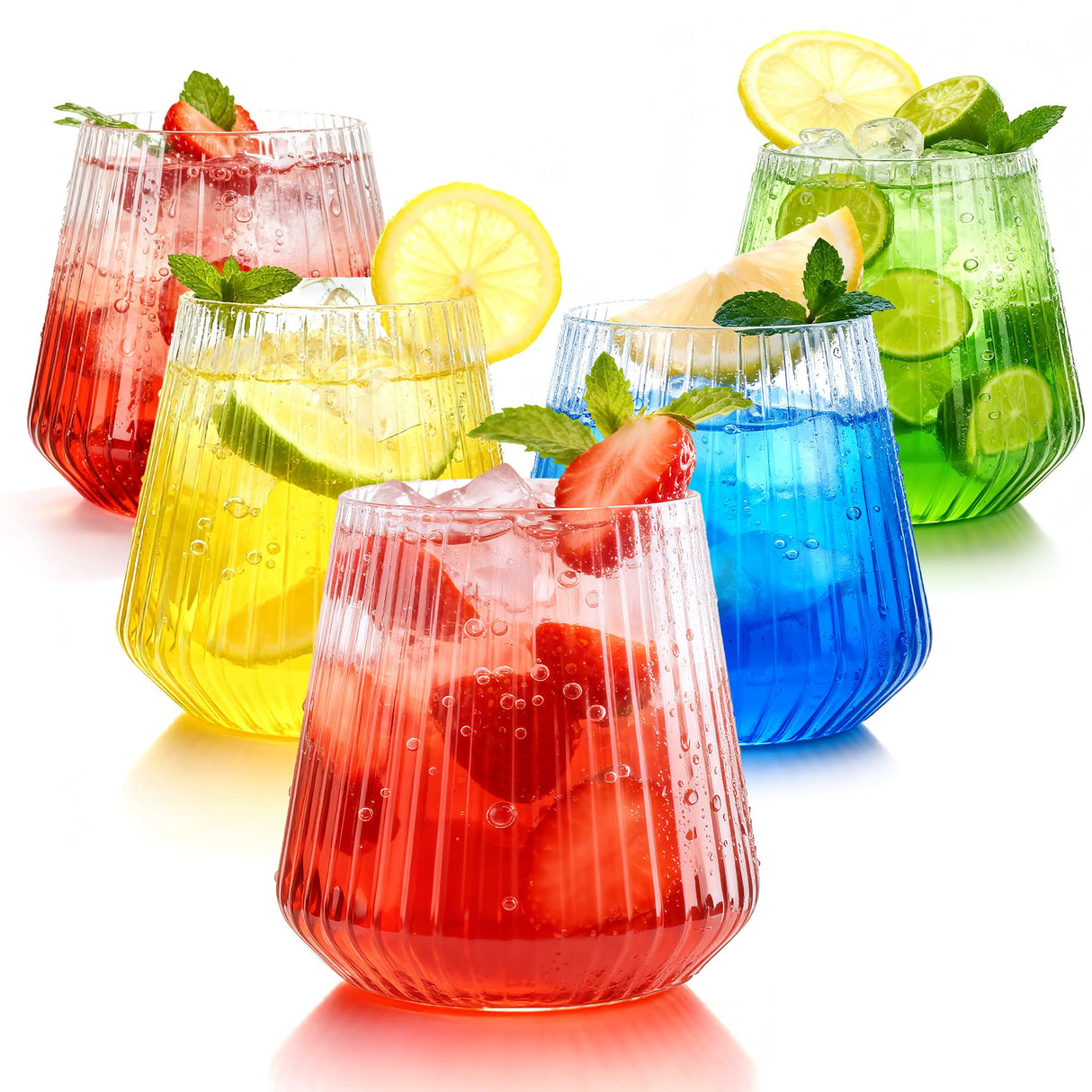 BESTSTAR 36 Pcs 12 oz Plastic Ribbed Wine Glasses, Reusable Champagne Glasses Elegant Whiskey Glasses Ideal for Weddings, Bars, Christmas, Halloween,Holidays,pool party,Daily Use