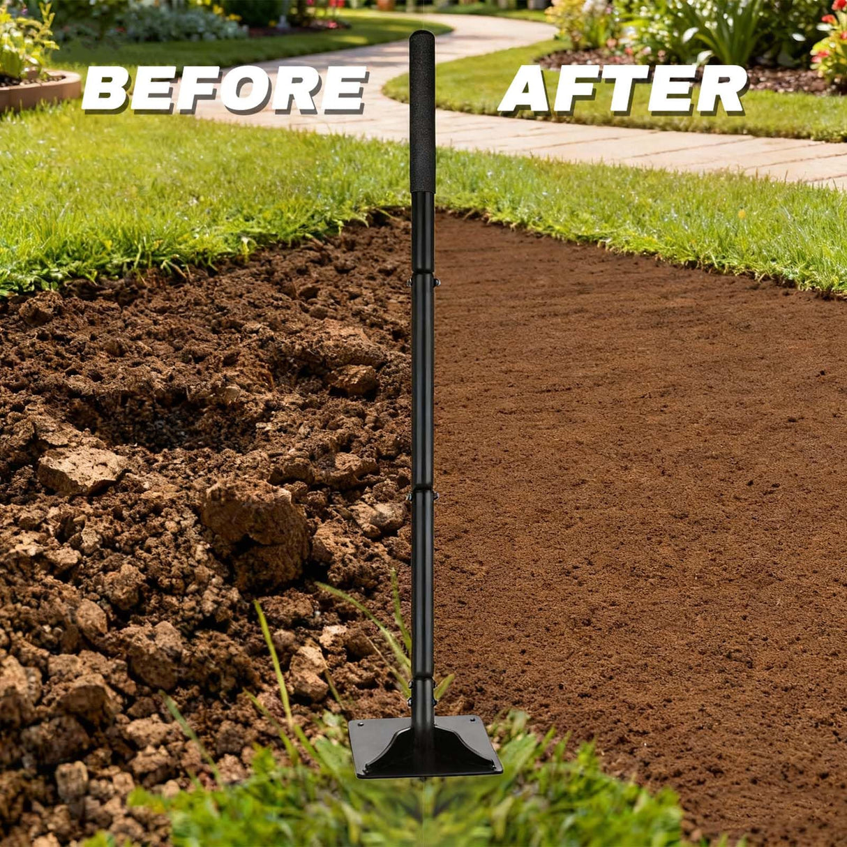 Steel Tamper Tool with 48 inch Handle,10''x10'' Hand Tamper
