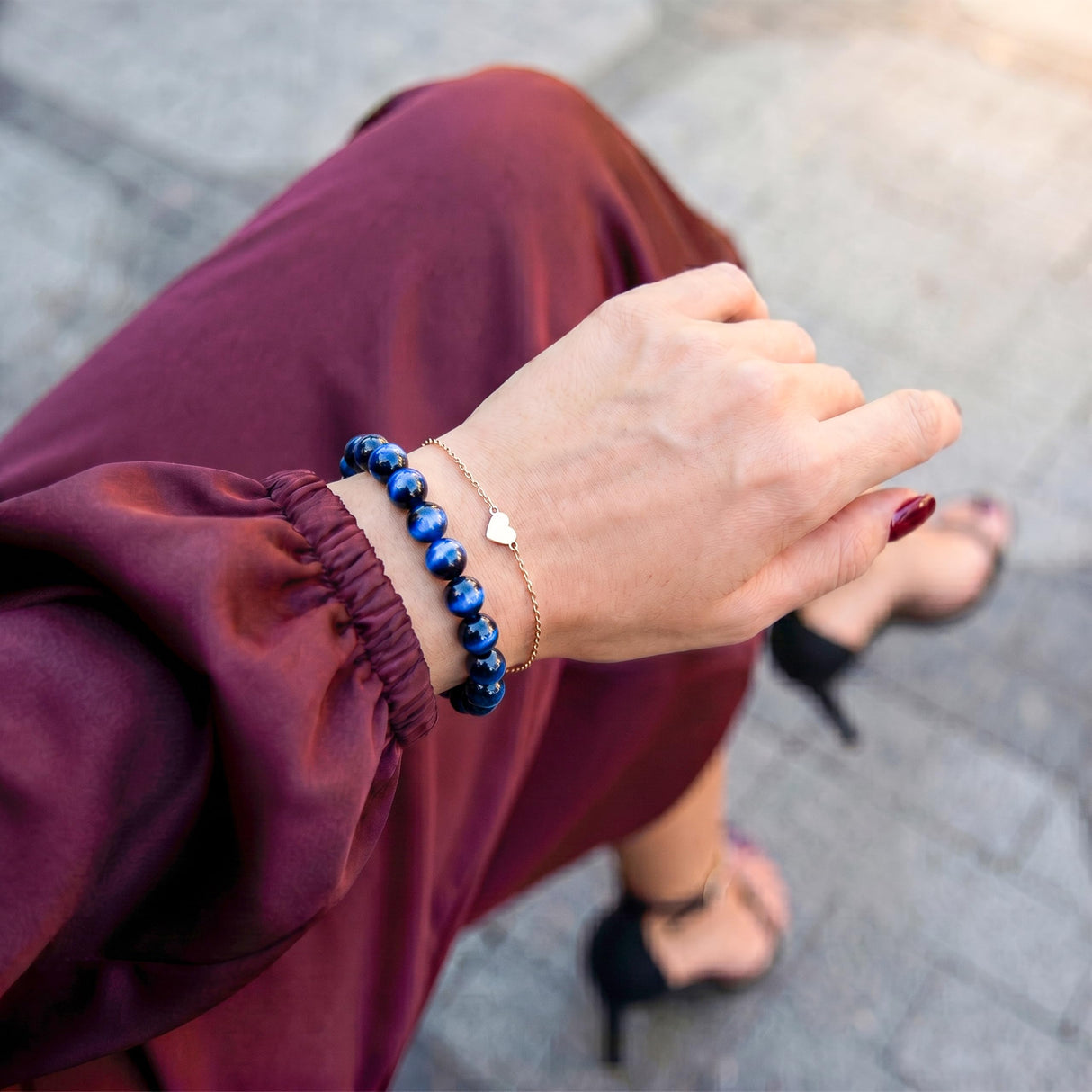 Conscious Items Blue Tiger's Eye Bracelet for Women & Men, Gemstone Beads