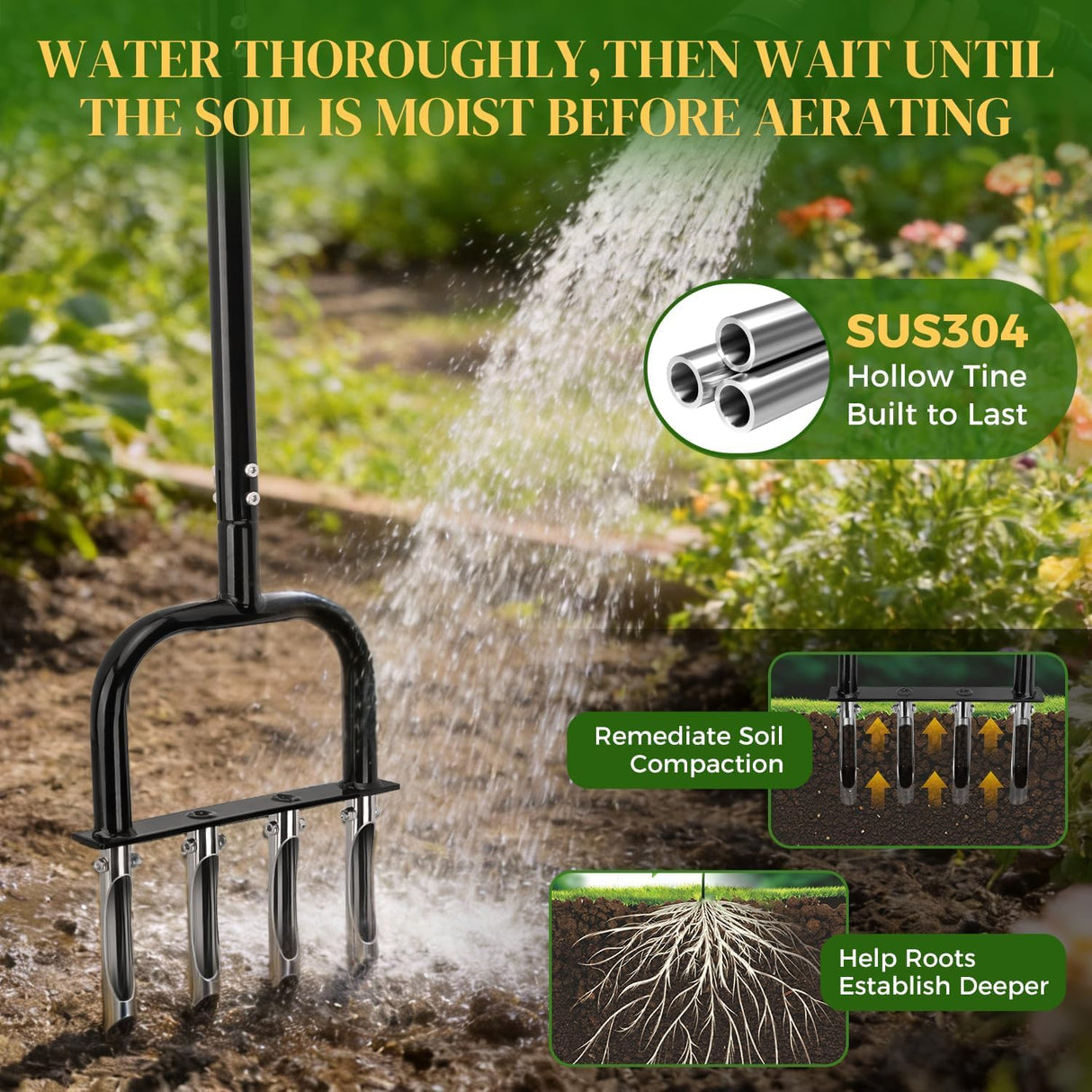 easymake 2-in-1 Lawn Aerator & Weeding Tool Set, SnowShovel - Multifunctional Garden Soil Aerator,Weed Remover, and Snow Shovel for SmallLawns, Tight Corners, and Yard Care