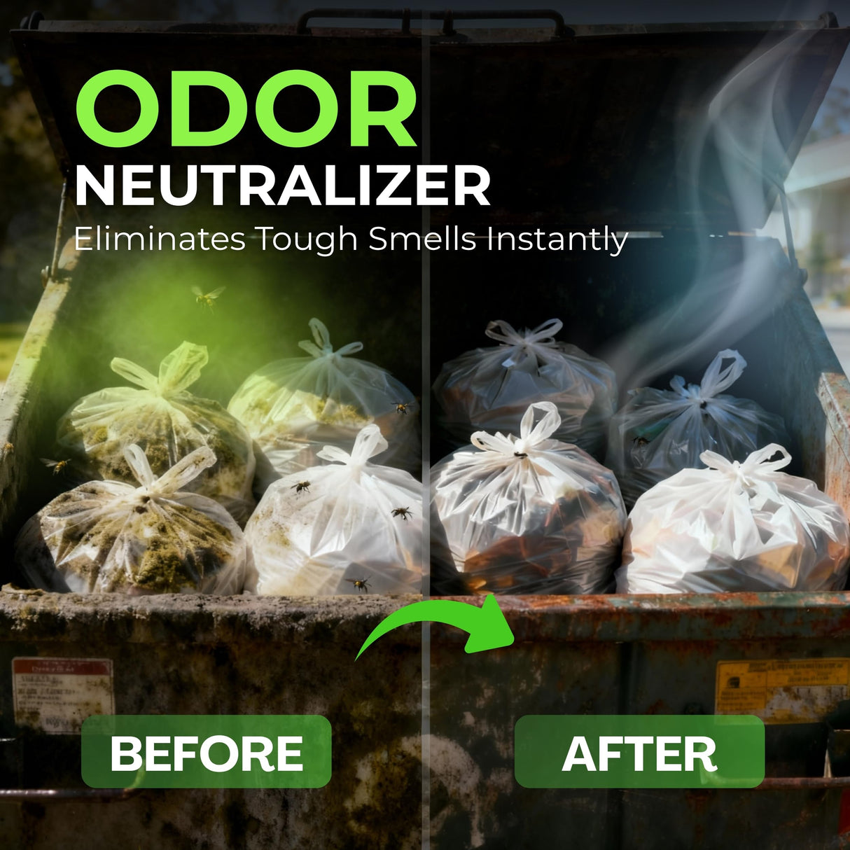 Trash Can Deodorizer 1.5lbs - Outdoor Trash Can Deodorizer & Liquid Waste Absorber, (Made in USA) Biodegradable Trash Can Odor Eliminator, Neutralizes Garbage Smells & Absorbs Liquids - 7 Cups