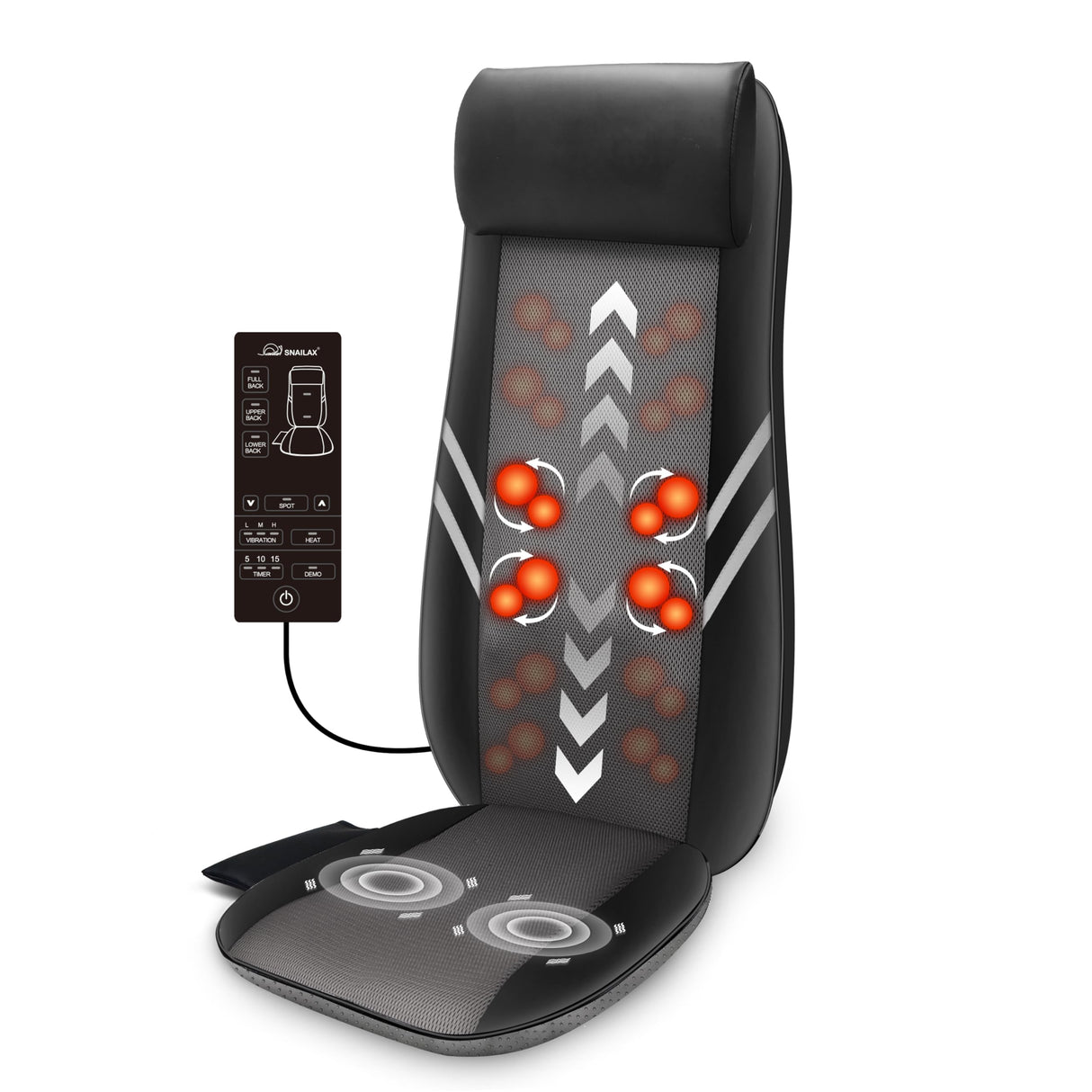 Snailax Back Massager with Heat,Shiatsu Massage Seat Cushion,8 Flexible Nodes for Full Back Massage Chair Pad,Chair Massager for Office,Gifts