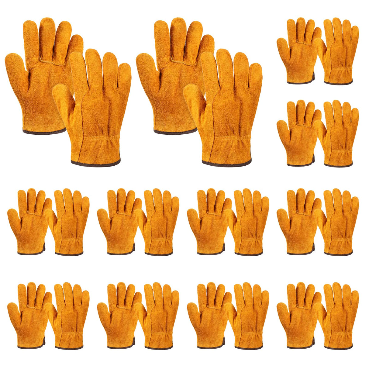 Bruislard 12 Pairs Leather Work Gloves for Men Women, Gardening, Construction, Wood Cutting, Driving, Automotive Repair