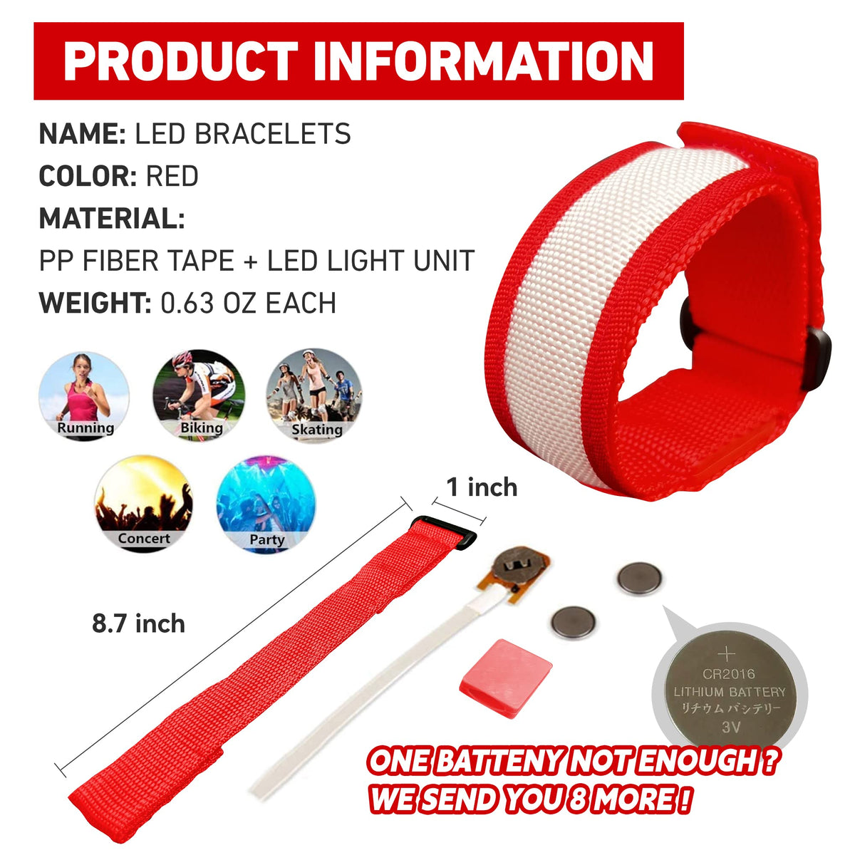 FANL 8/12/24 Pack LED Glow Bracelets, 8 Colors, Light Up Party Favors