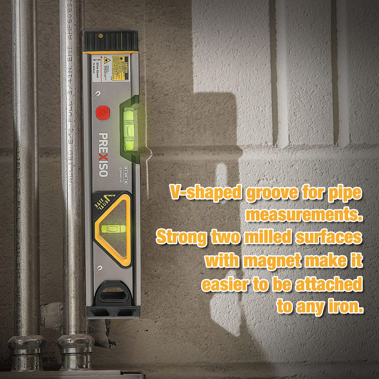 PREXISO 2-in-1 Laser Level 12 in Spirit Level with Light, 100Ft Alignment Point & 30Ft Leveling Line, Magnetic Laser Leveler Tool for Construction Picture Hanging Wall Writing Painting Home Renovation