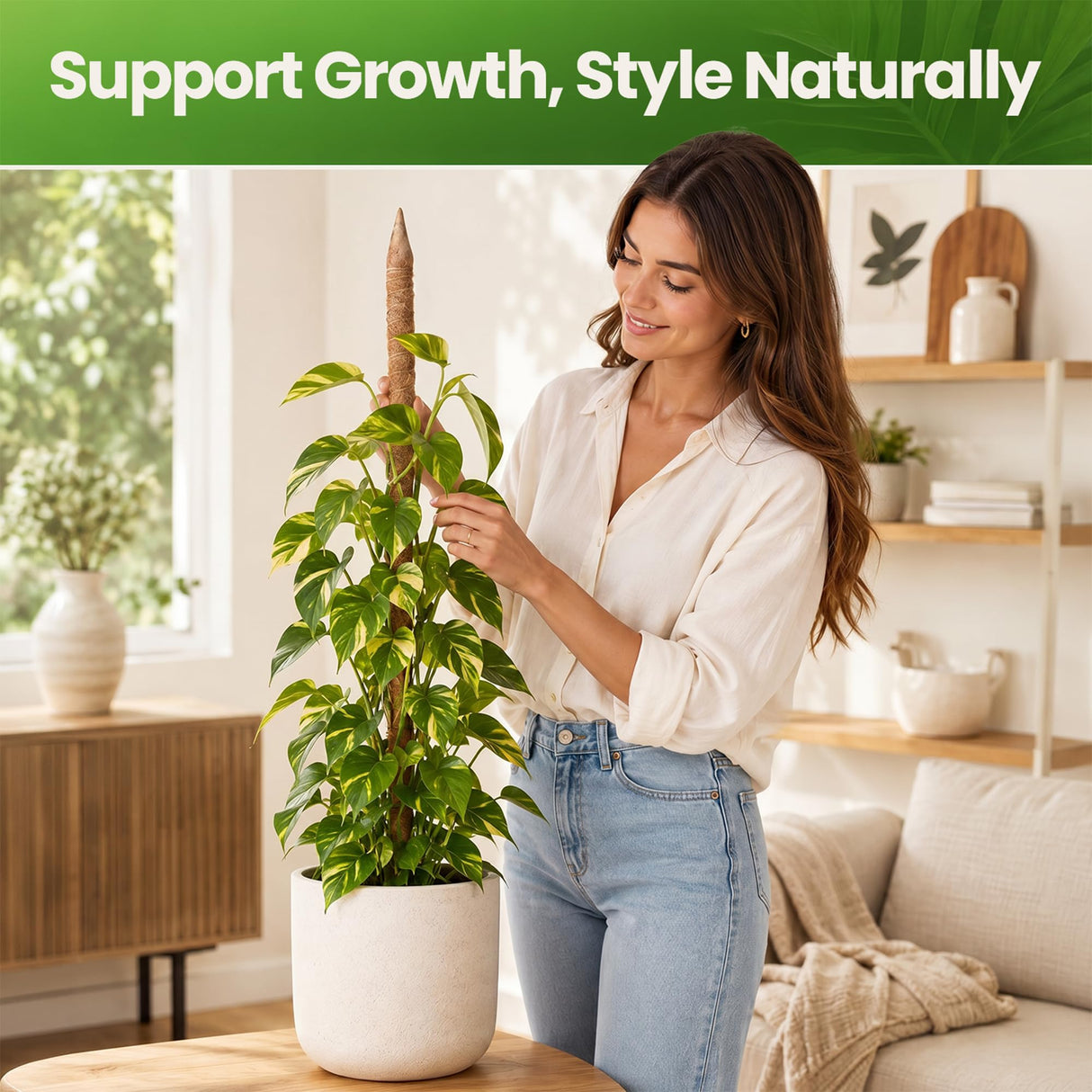 2 Pack 63'' Bendable Moss Pole Monstera Plant Support for Large Climbing Indoor Plants - Stakes for Potted Climbers - Tall Sticks Indoor Trellis for Houseplants - Accessories for Monstera Pot