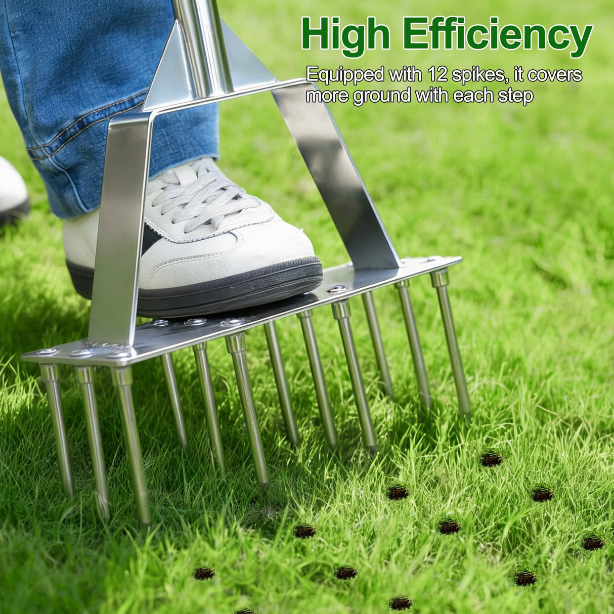 Fologtoo Lawn Aerator Tool, Heavy-Duty Stainless Steel Lawn Spike Aerator