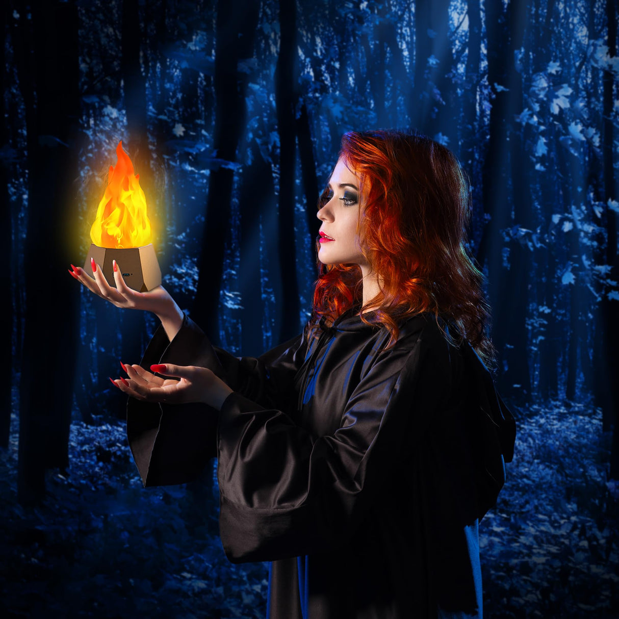 Ollcuz LED Flame Lights, Rechargeable Battery Flameless Candles, Fake Fire with Flickering Flame, LED Night Light for Kids Bedroom Outdoor Camping Party Bar Table Christmas Decorations, 2 Pack