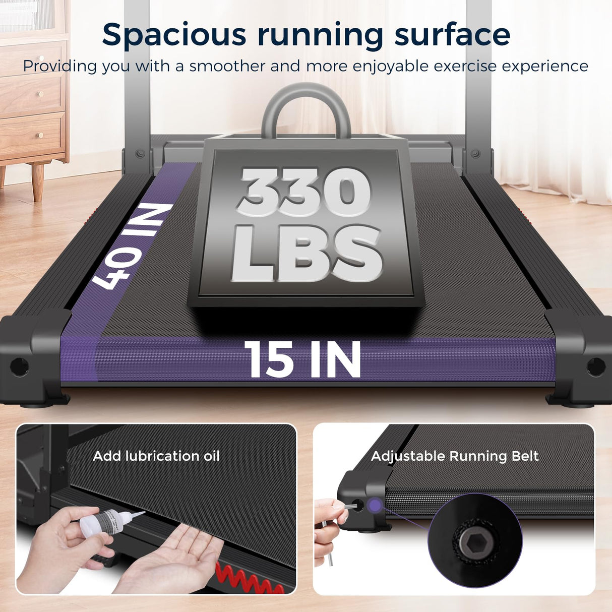 mudfac Walking Pad with Handle Bar, 3.0HP Under Desk Treadmill for Home Small with LED Display. Foldable Walking Pad Treadmill 300+ lb Capacity. Portable Workout Equipment for Home Exercise Fitness