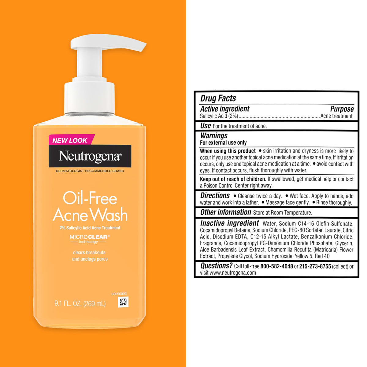 Neutrogena Oil Free Acne Face Wash, 9.1 fl. oz, 3 Pack