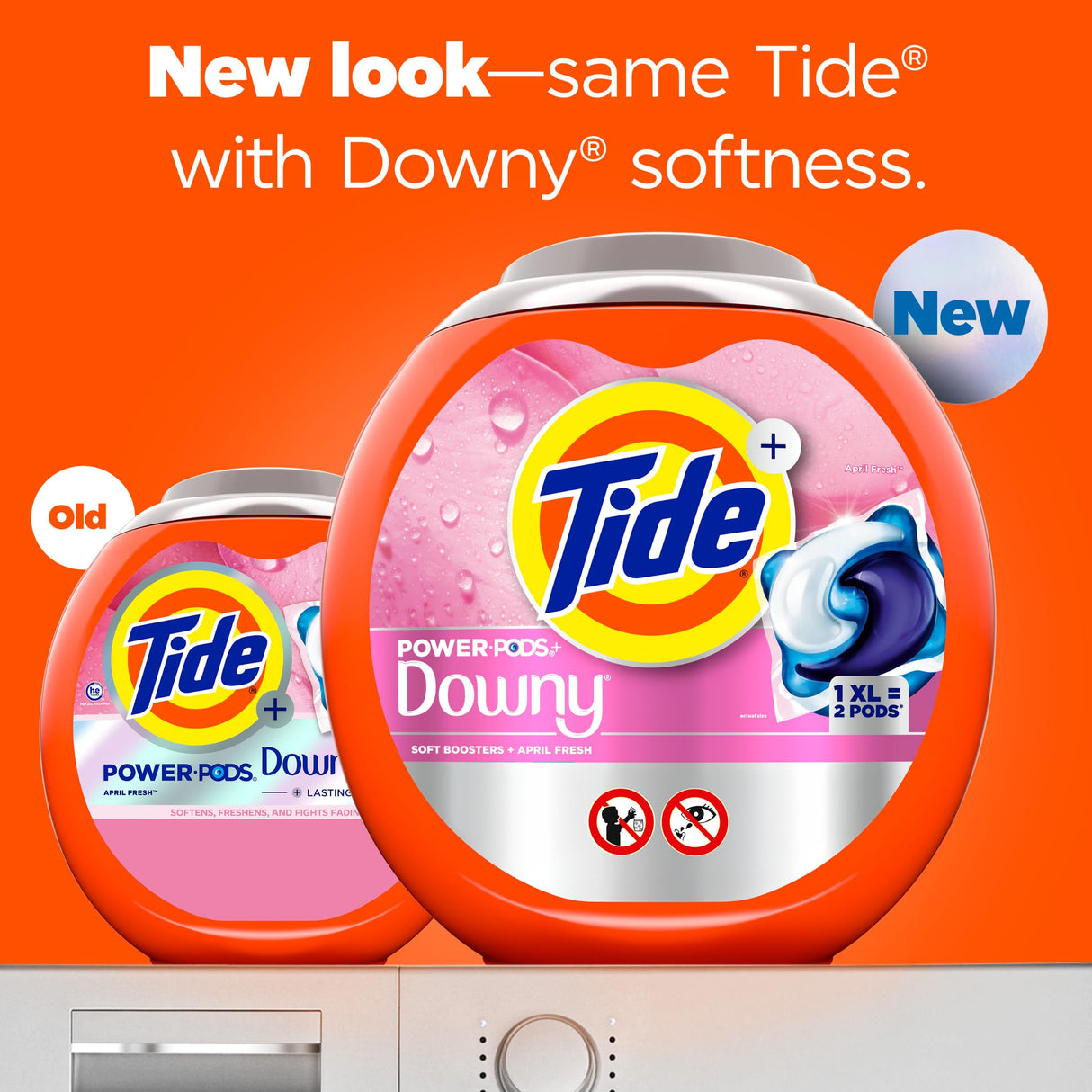 Tide Power PODs 2-in-1 Laundry Detergent Pods with Downy Soft Boosters, Lasting Freshness with April Fresh Scent, 63 Count