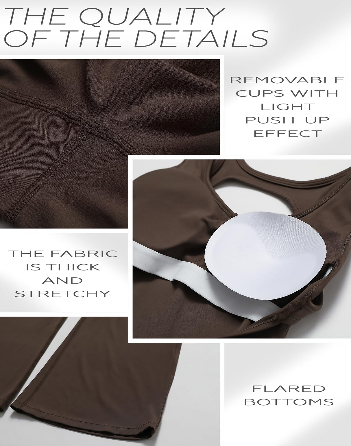 ALVORALAY Women's Flare Jumpsuit with Bra Tummy Control Workout Outfit Sleeveless Backless Bodysuit (Black, Medium)