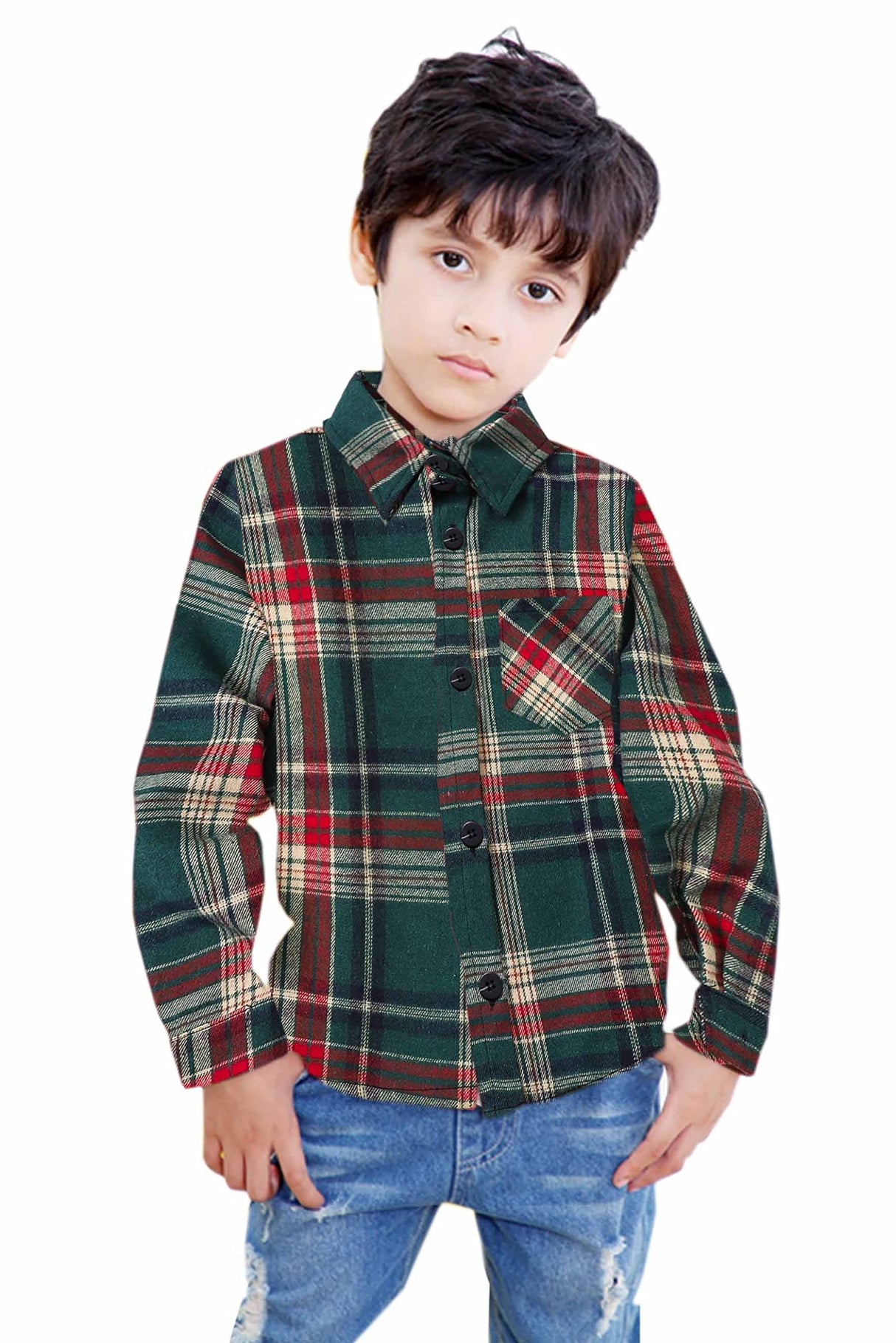 Mens Plaid Shirts Casual Long Sleeve Button Down Plaid Shirt Dad and Son Matching Shirts Christmas Green Plaid, 2XL