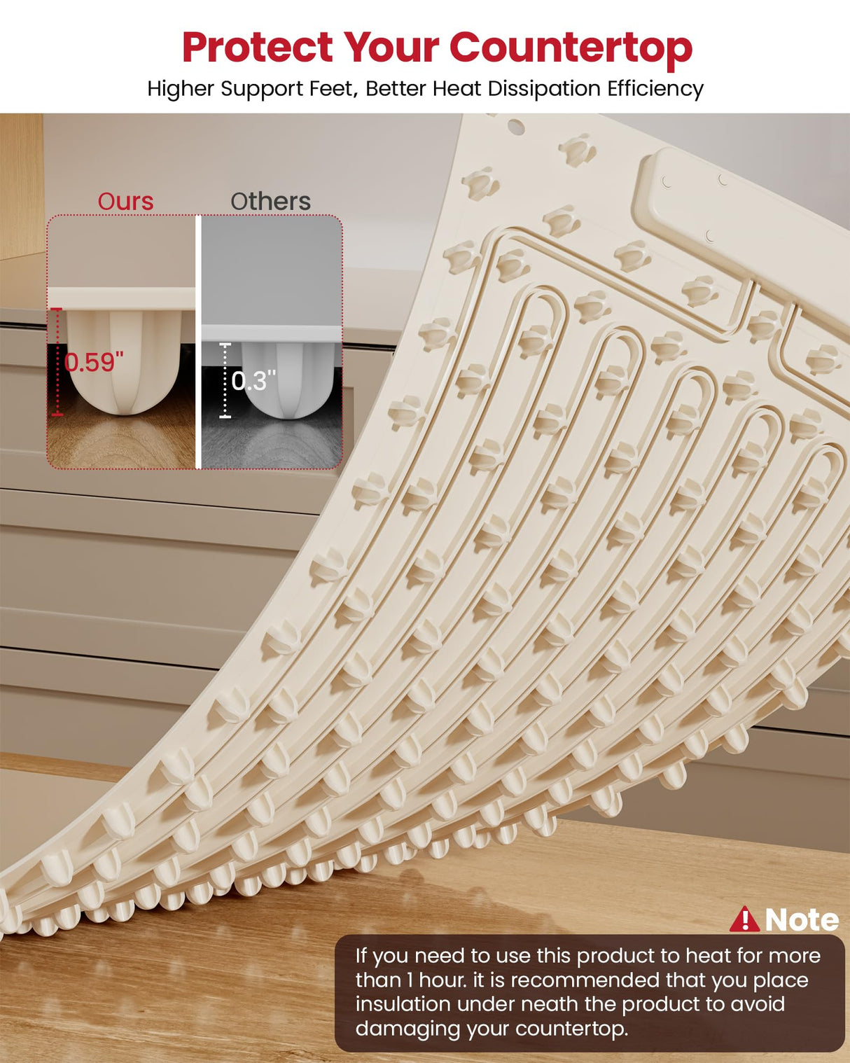 Extra Large Food Warming Mat for Countertop (XXL 36”x16”) - Full-Surface Heating Pad with 4 Temps Settings, Ideal for Buffet Party Food Warmer, Roll-Up Electric Warming Tray for All Gathering, Beige