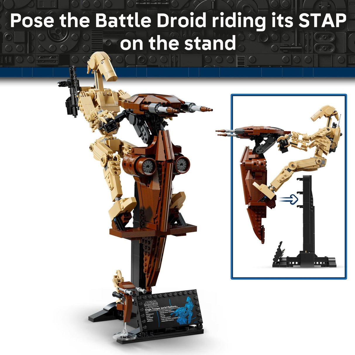 LEGO Star Wars: The Phantom Menace Battle Droid with STAP - Building & Learning Toy for Boys & Girls, Ages 12+ - Star Wars Toy & Model Kit - Gift for Christmas - 75428