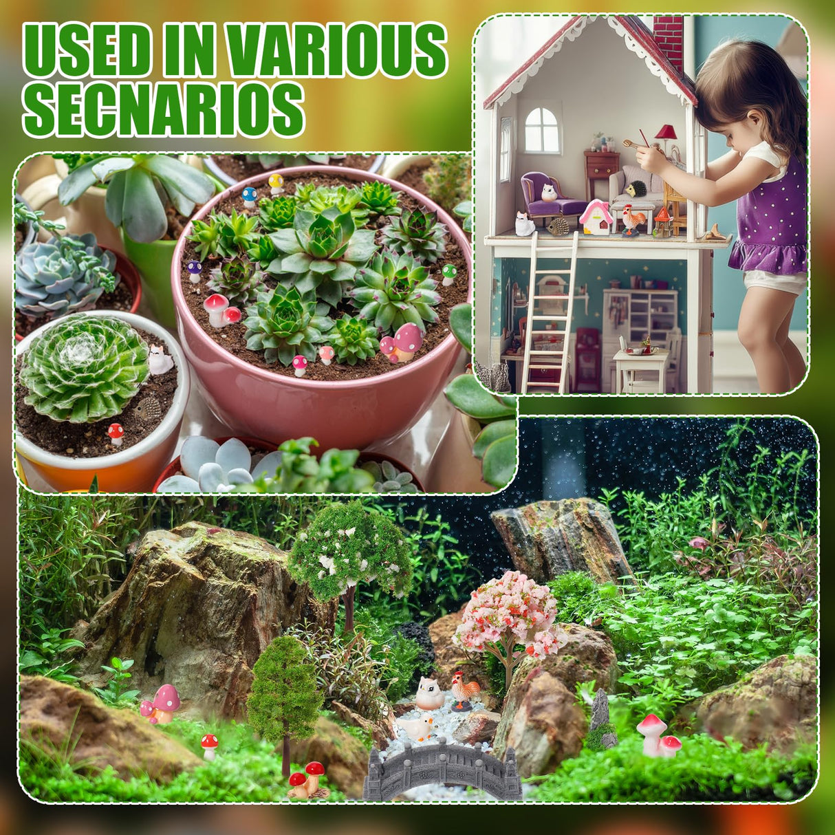 GGSTDDUP 65 Pcs Fairy Garden Accessories Mini Resin Animals Figures