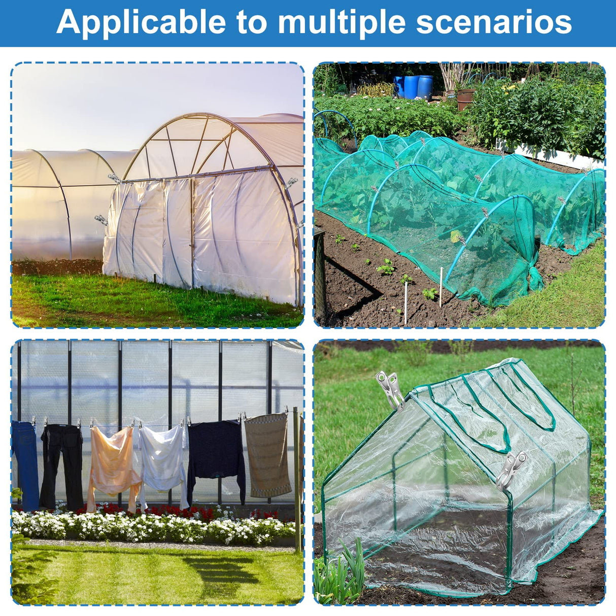 120 Pcs Greenhouse Clips, Garden Clips for Netting, Stainless Steel Greenhouse Clamps, Have a Strong Grip to Hold Down The Shade Cloth or Plant Cover on Garden Hoops or Greenhouse Hoops