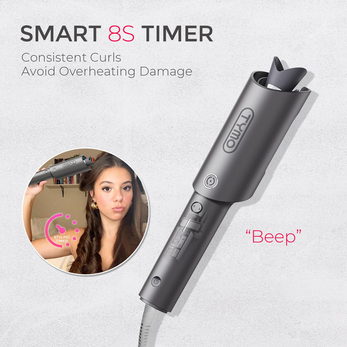 TYMO Automatic Rotating Curling Iron, TYMO CURLPRO Beach Waves Hair Curler