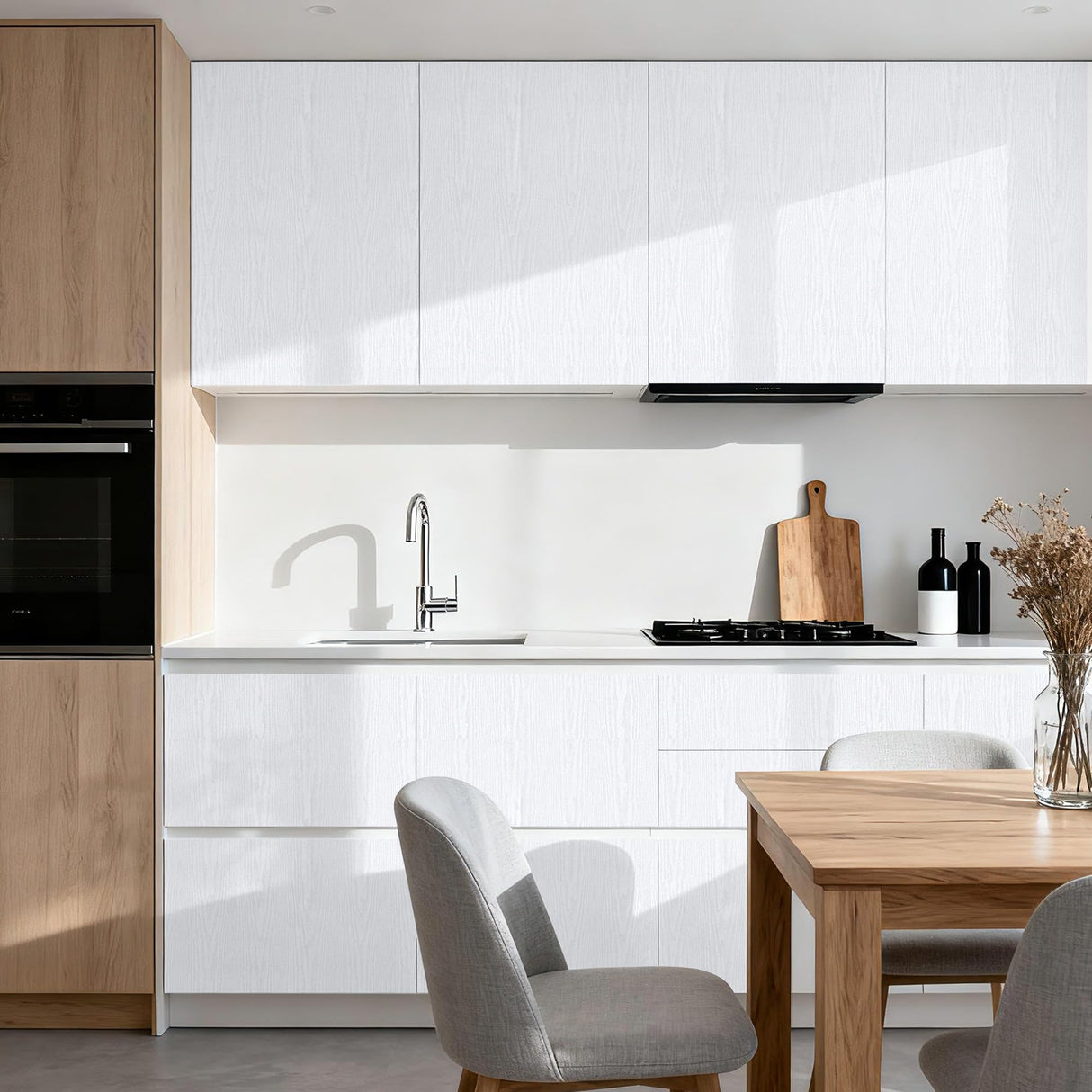 COSNIGHT White Wood Grain Contact Paper Self-Adhesive - Removable Peel and Stick Wallpaper for Kitchen Cabinets, Countertops and Home Decor - Wall Vinyl Wrap Waterproof 15.7In x 196In Renter Friendly