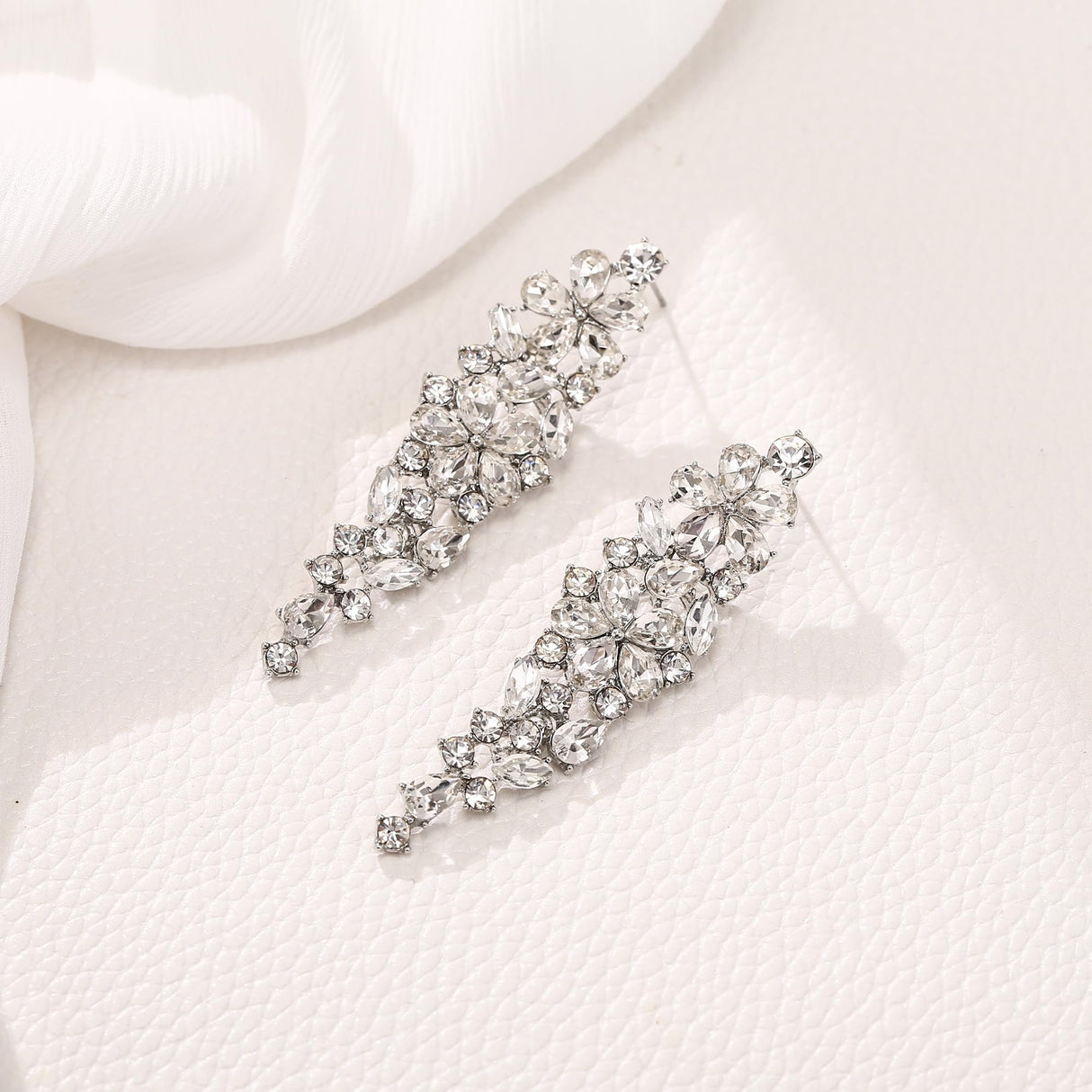 EleQueen Women's Sparkle Clear Crysatl Bridal Earrings bridal for Wedding