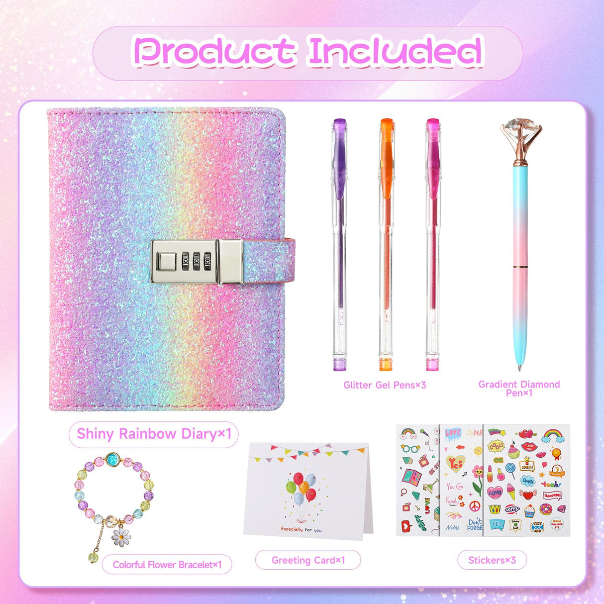 JIALILI Diary with Lock for Girls, Password Locked Journals for Teen Girls, Secret Diary Gifts for 9 10 11 12 Year Old Girls, Kids Journals Set for Ages 8-12 Teenage