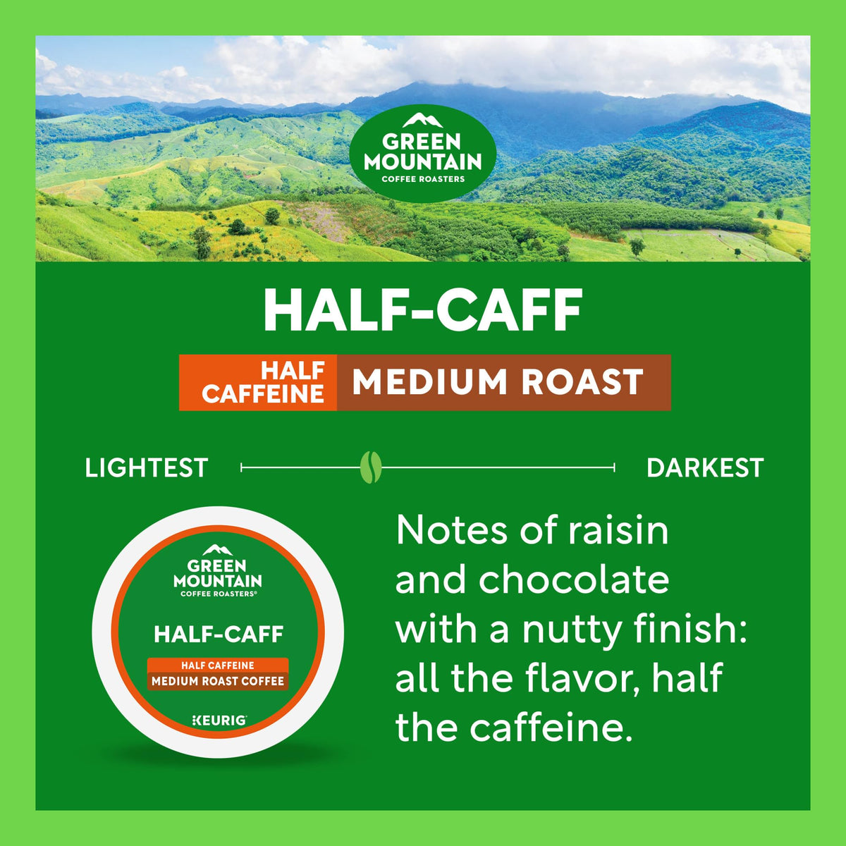 Green Mountain Half-Caff Coffee, K-Cup Pods, 32 Count