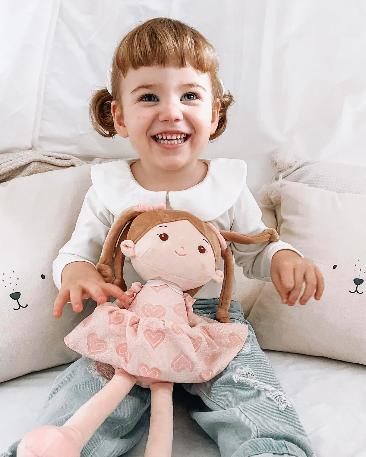 LeyaDoll Soft Baby Doll Toys (16''), My First Baby Rag Doll for 1 Year-Old Girl Birthday Gift, Christmas Plush Toys Gift for Toddler Kids Infants -Sweetheart Girl