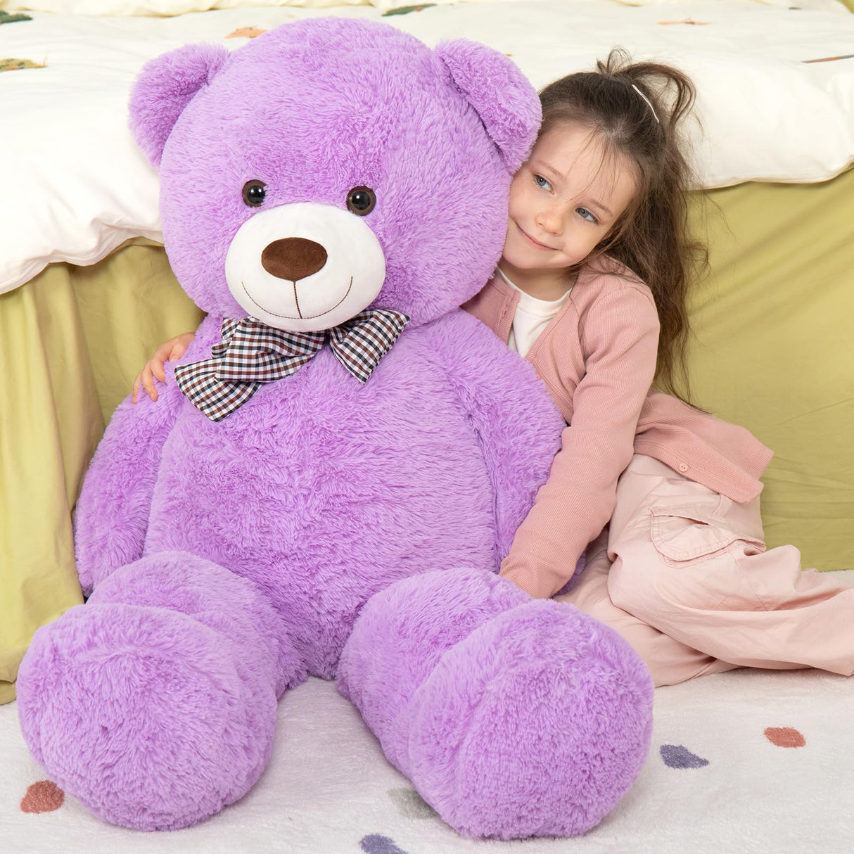 MaoGoLan Big Purple Human Size Teddy Bear 4 Feet 47 inch Huge Lavender Teddy Extra Large Lilac Bears for Girlfriend Wife
