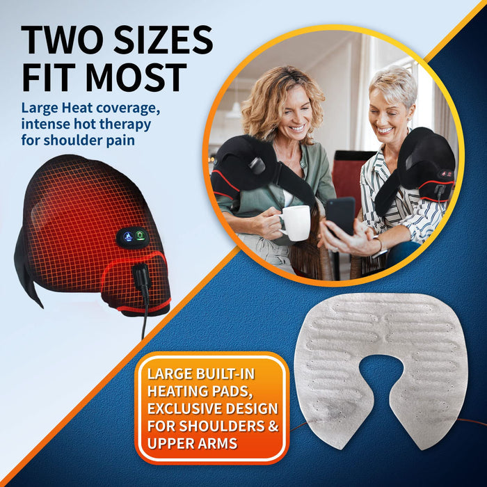 sticro Shoulder Heating Pad Massager for Pain Relief, Vibration Massage Heated Wrap Braces for Left Right Frozen Shoulder, Rotator Cuff Injury, Arthritis, Decent Gift for Men Woman - S/M/L