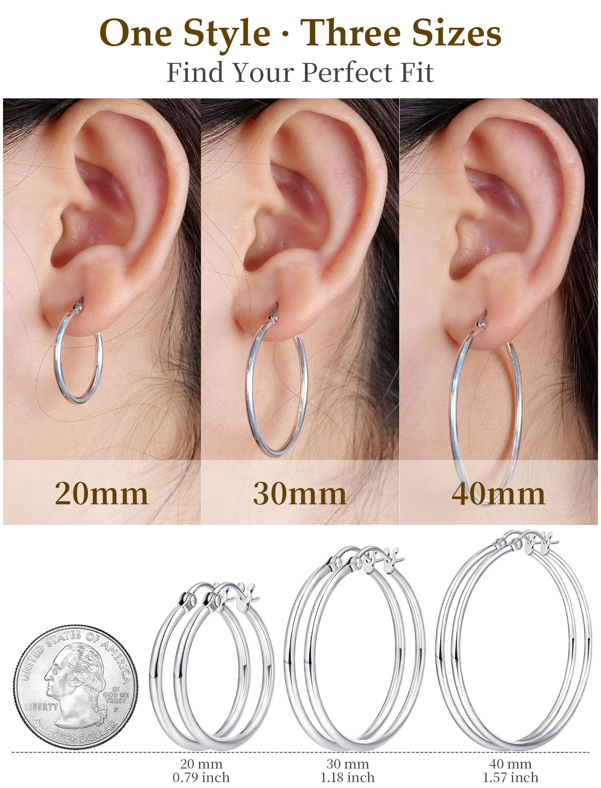 Limerencia Large Titanium Hoop Earrings for Women Hypoallergenic Thin Round Earrings F136 Implant Grade Titanium Hoops for Sensitive Ears(40mm Shiny Grey)